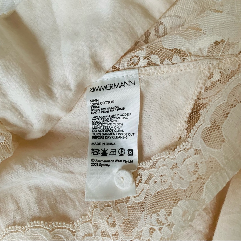 Zimmermann Botanica Teddy Lace Trim Cotton Bodysuit Milk Cream - Picture 14 of 16